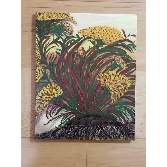 Acrylic Painting Signed Plants Flowers Nature - Picture 4 of 8